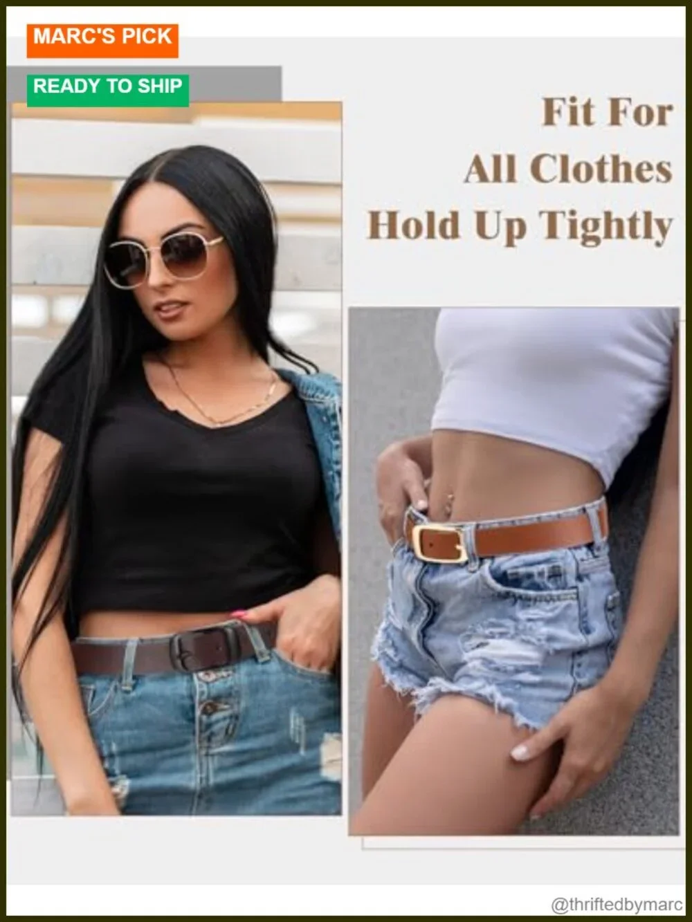 5 Pack Women PU Leather Belts with Pin Buckle for Jeans Pants Dresses